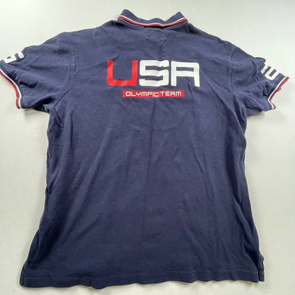 Polo Ralph Lauren Mens 2016 USA Olympic Team Big Pony Polo Shirt Navy Blue L